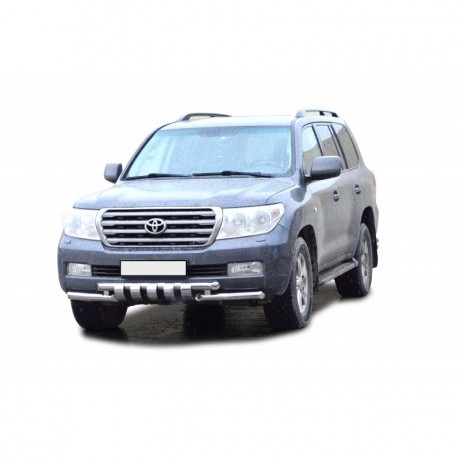Защита переднего бампера «Труба двойная» Люкс (d63,5) для Toyota Land Cruiser 200 (2007-2011)(Окрашенное) купить недорого с доставкой в Магнитогорск