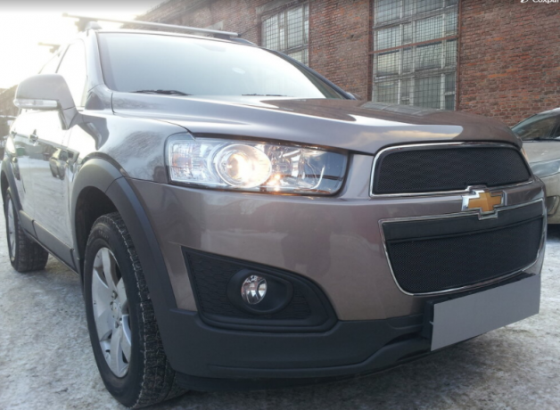 Защита радиатора "Standart" Chevrolet Captiva рестайлинг (2013-2015) чёрная купить недорого с доставкой в Магнитогорск