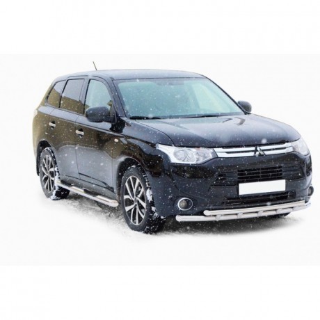 Защита порогов «Труба с проступью» (d76) для Mitsubishi Outlander (2014-2016)(Окрашенное) купить недорого с доставкой в Магнитогорск
