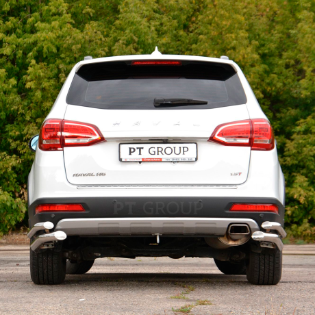 Защита заднего бампера двойная угловая d63/51мм (НПС) HAVAL H6 (2014-н.в.) купить недорого с доставкой в Магнитогорск