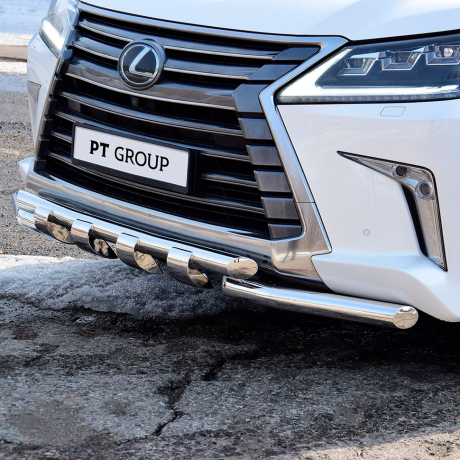 Защита переднего бампера двойная с зубьями d63/63мм (НПС) LEXUS 450D (2015-н.в.) купить недорого с доставкой в Магнитогорск